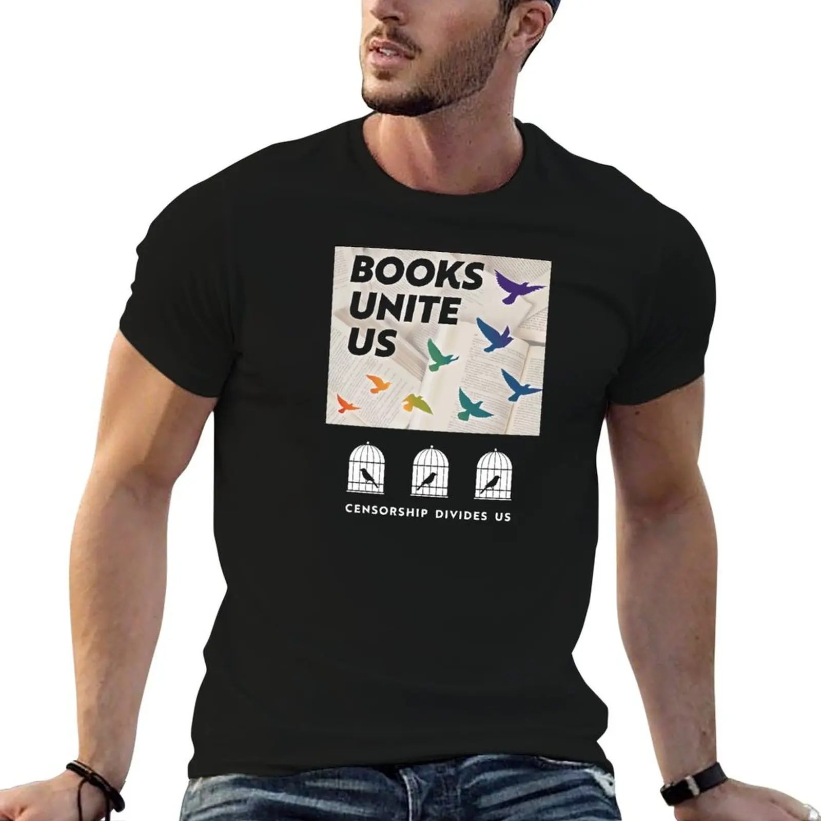 Books Unite Us, Censorship Divides Us T-Shirt funny costumes blacks Men's t shirts