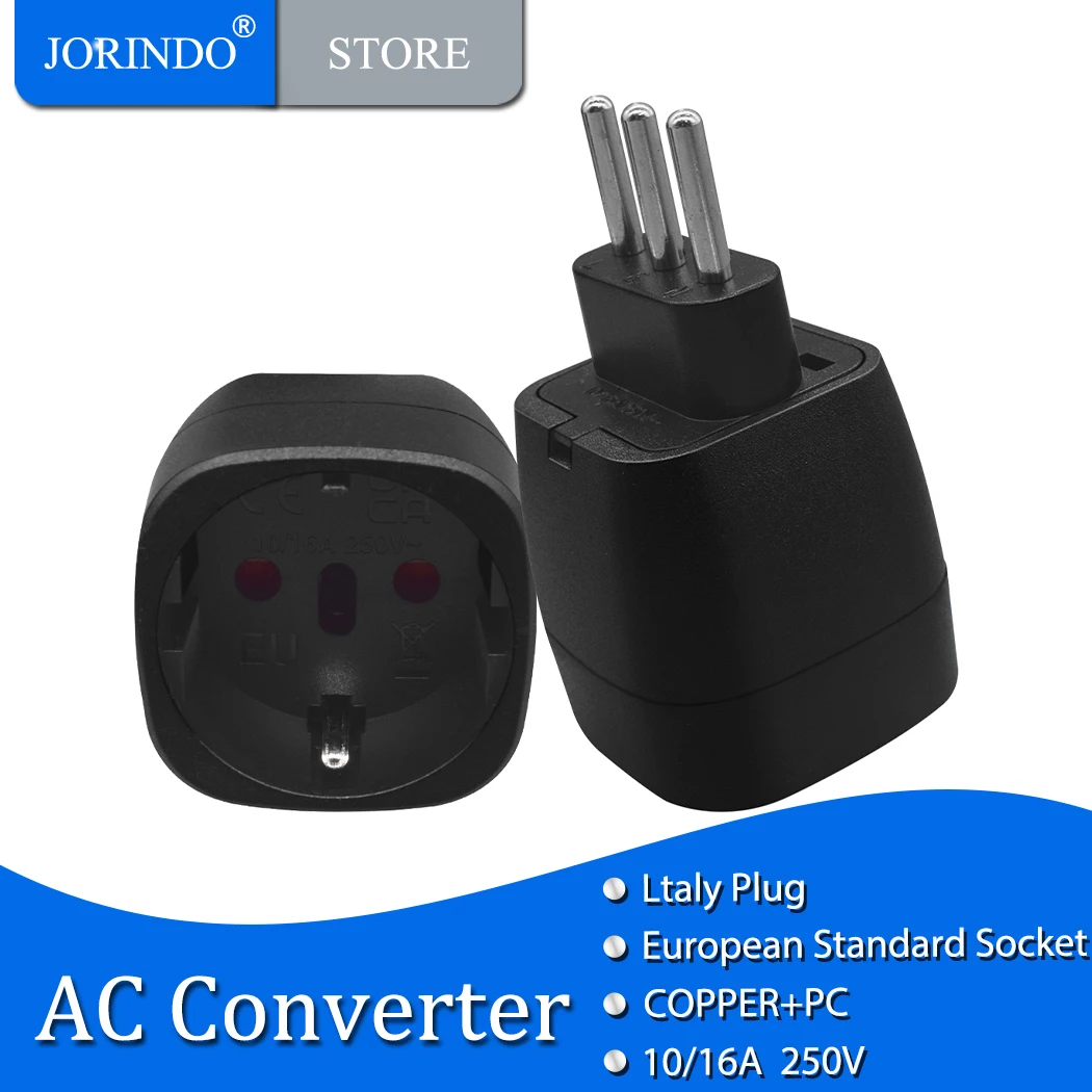 JORINDO Italian plug to Swiss, Brazilian, German, Italian and other European countries socket AC power adapter converter