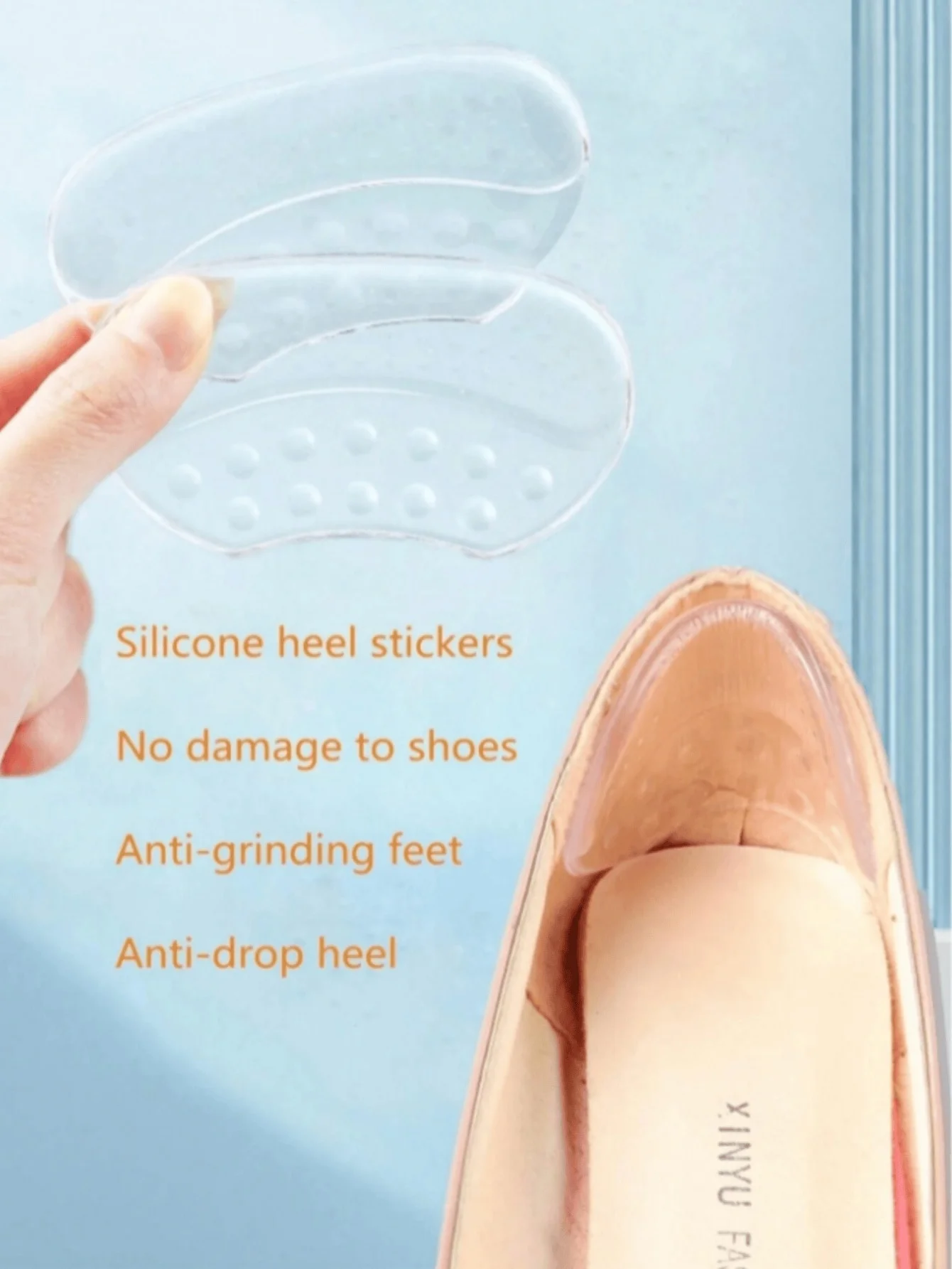 1Pair Heels Grips Silicone Heel Stickers for Women Men Anti Slip Heel Cushions Non-Slip Inserts Pads Foot Heel Care Protector