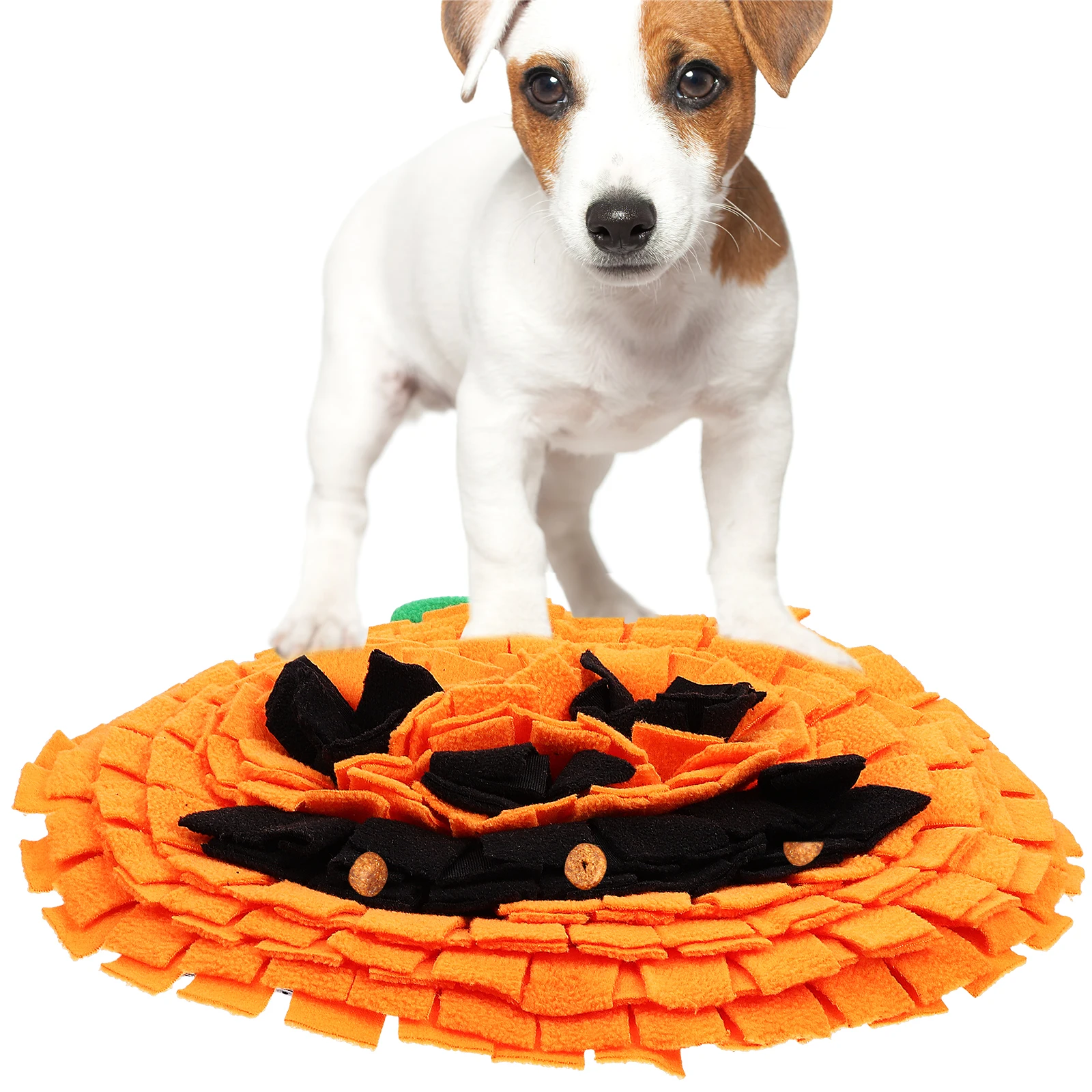 

1pcs Pumpkin Shaped Dog Snuffle Mat Orange Pet Sniffing Pad Nose Work Puzzle Toy Large Breed Easy Feeding Mat