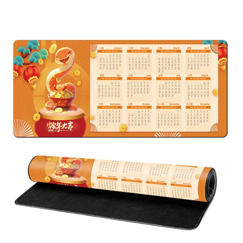 

Креативный коврик для мыши с календарем 2025, гладкий 80x30 см, 90x40 см, игровой коврик для мыши с прошитыми краями, новогодний подарок, коврики для клавиатуры