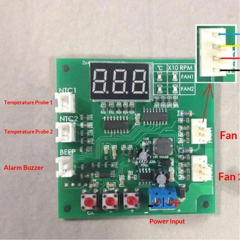 1 Set PC Fan Motor Speed Controller 4 Wire 2 Channel PWM Fan Temperature Controller LED Digital Thermostat DC 12V 24V Heat Sink