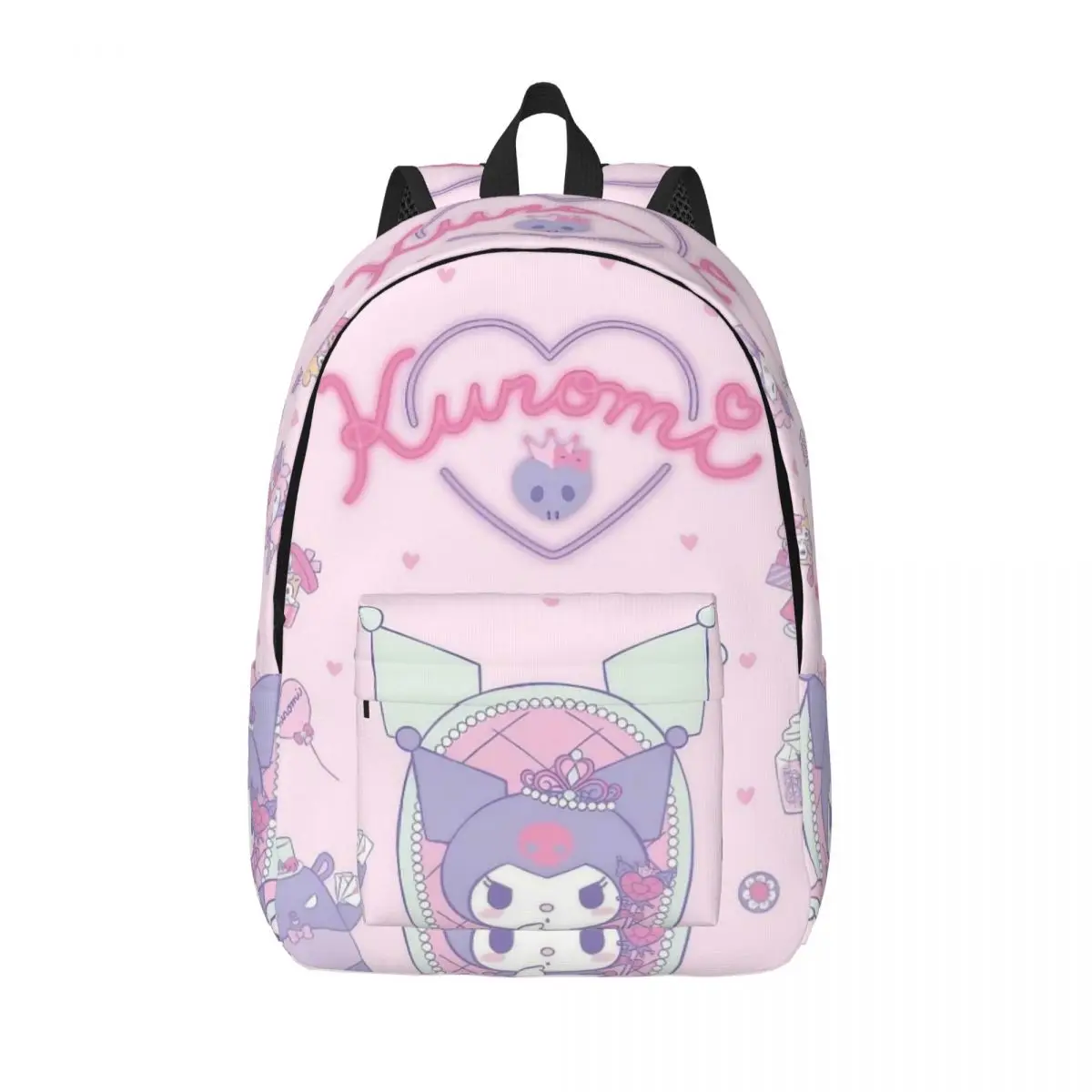 Kuromi Fashion Backpack Lightweight Student Hiking Travel Cute Cartoon Daypack for Men Women Laptop Canvas Bags