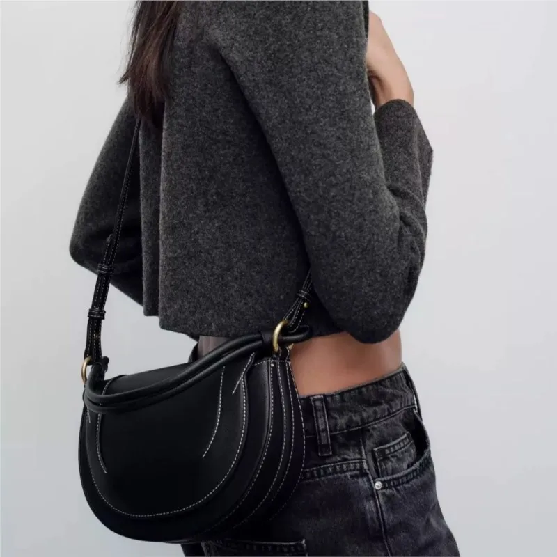 

JIAERDI Retro Stitching Saddle Bag Women Leather Large Capacity Shoulder Bag Ladies Fashion Casual Luxury Crossbody Bag 2025 New