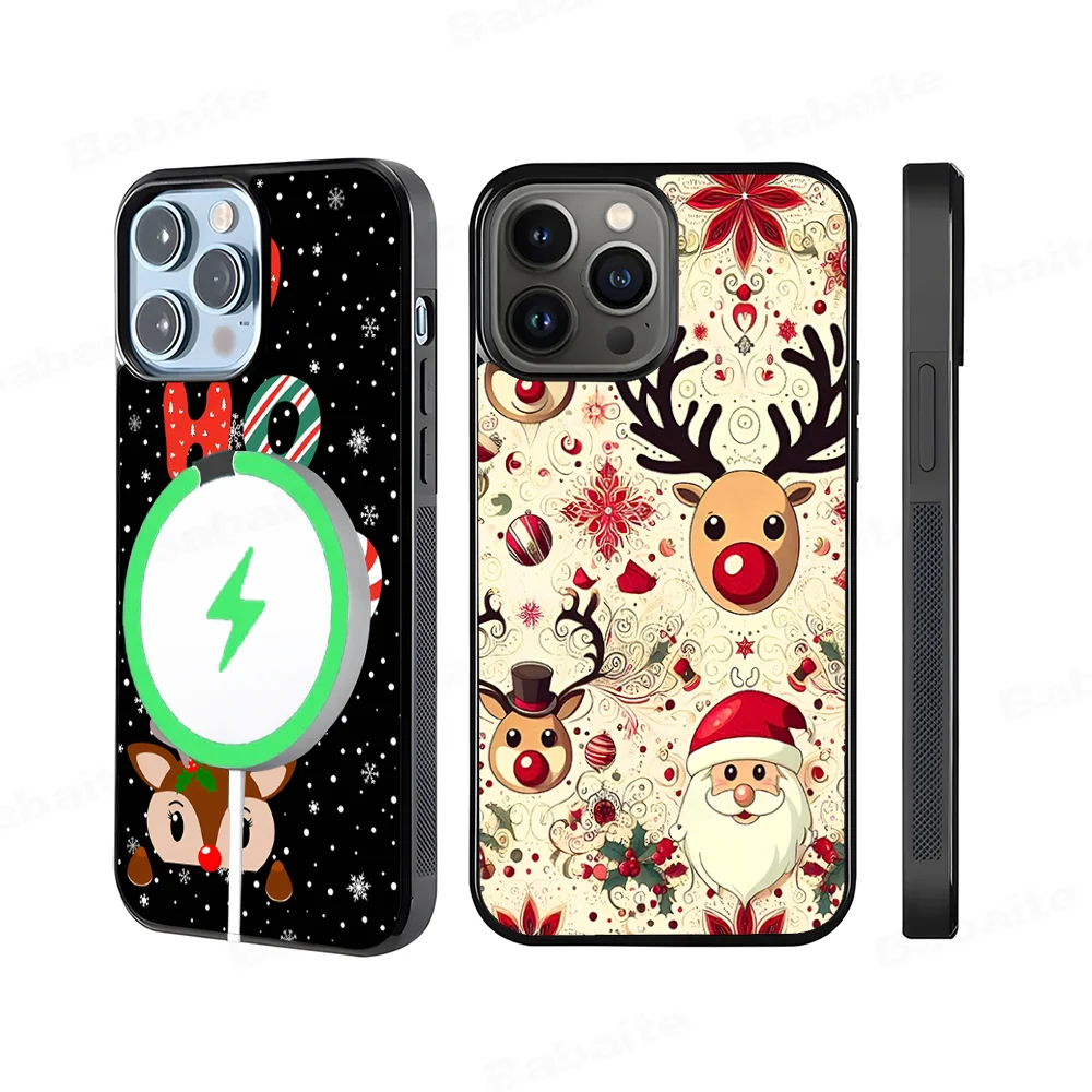 

Christmas Cartoon Deer Phone Case Magnetic Case For IPhone 16 14 13 12 11 15 Pro Max Plus For Magsafe Wireless Charge Cover