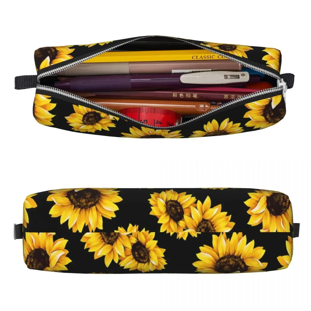 Sun Flowers Floral Pencil Case Classic Pen Holder Bags Student Large Storage School Supplies Gifts Pencilcases