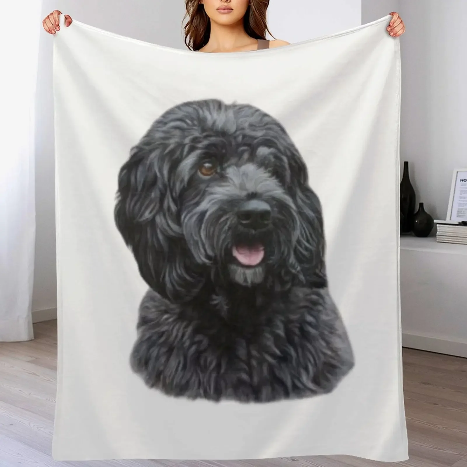 Silly Tubby Poodle Mix Dog Sticking Tongue Out Throw Blanket Multi Purpose Soft Warm Blanket for Home Travel