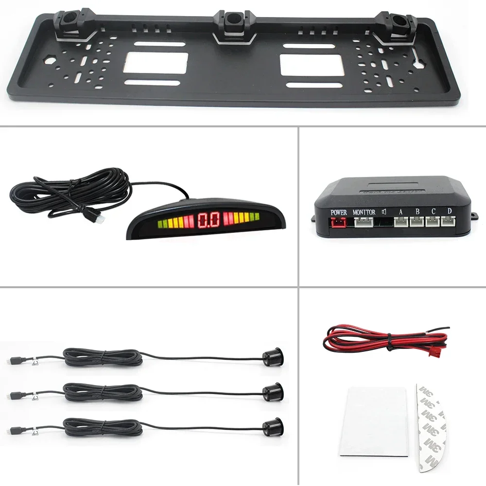 2025car parking sensor system with LED display,Car license plate with rear sensor