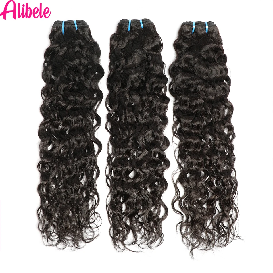 Alibele Hair 4x4/5x5 HD Lace Closure With Bundles Malaysia Water Wave Bundles With Closure Long Human Hair Bundles And Closure