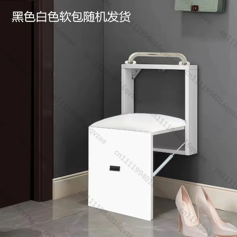 Shoe Changing Stool Folding Stool Porch Invisible Wall Hanging Wall Type Storage Bathroom Stool Shoe Stool