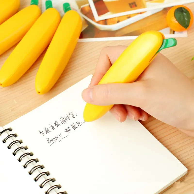 

40PCS Creative Stationery Banana-shaped Ballpoint Pen Simulation Press Plastic Cartoon Toy Ornaments Banana Pen