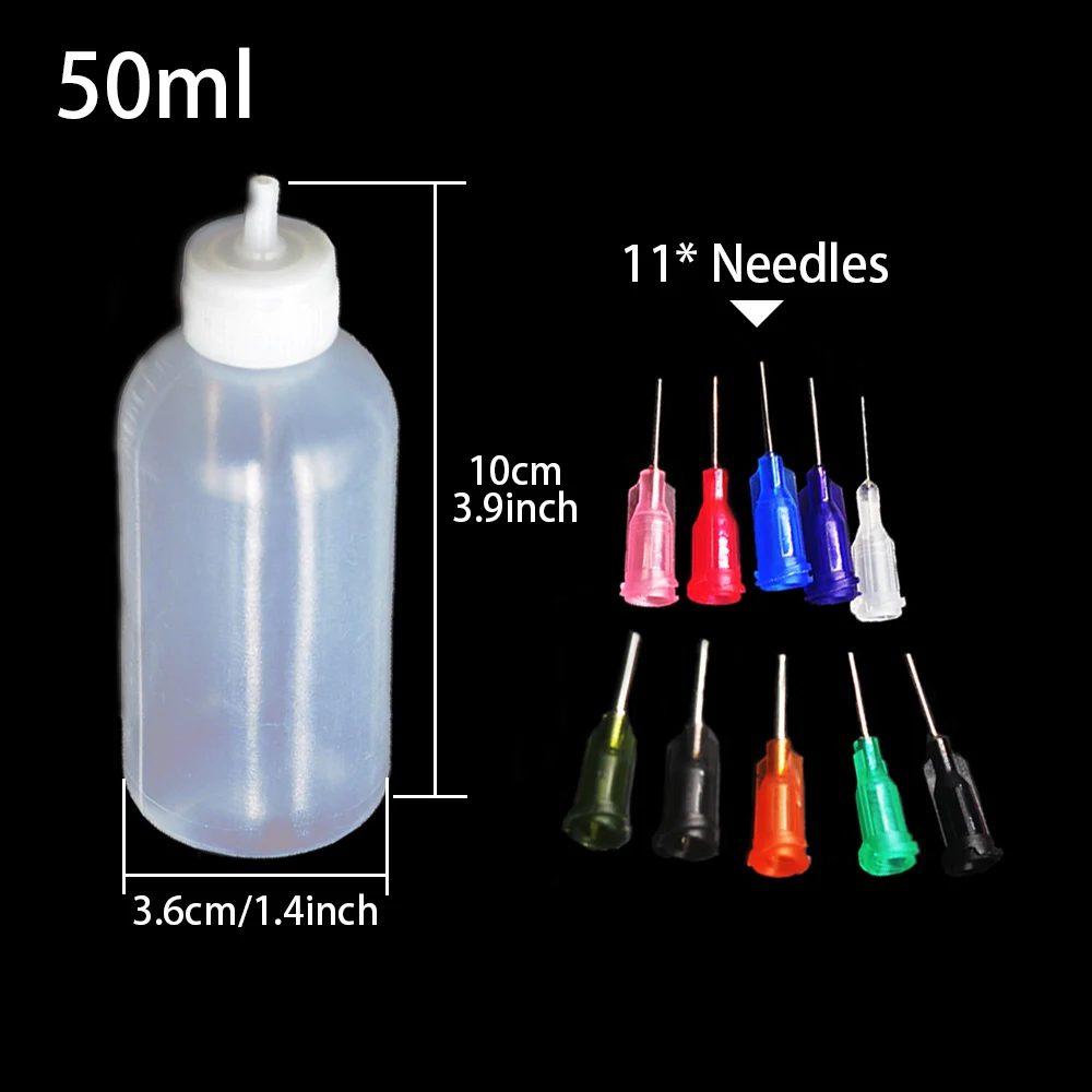 30ml/50ml Empty Plastic Syringe Bottle Rosin Flux Dispensing Machine Alcohol Bottle Rosin Flux+11 Needle Tool  Accessories