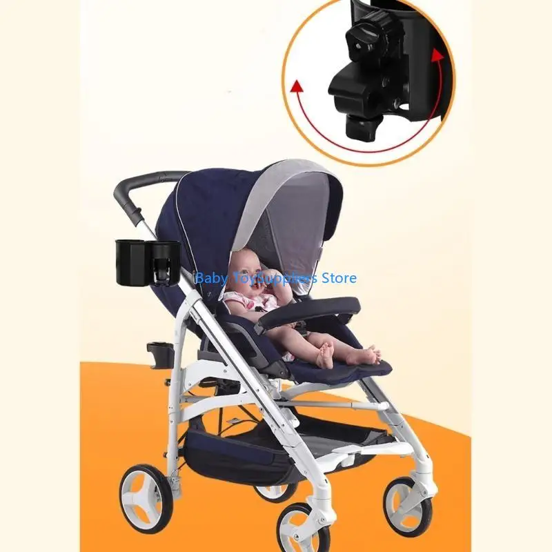 

R1WF Universal Strollers Bottle Cup Holder Adjustable Clamp 2 in 1 Design for Outdoor