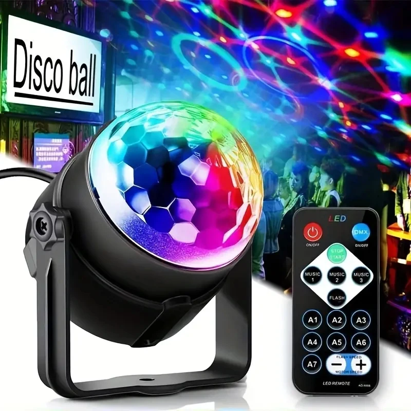 

Sound Activated Rotating Light Colorful LED Strobe Light Sound Activated Stage with Remote Control Disco Ball Atmosphere Light