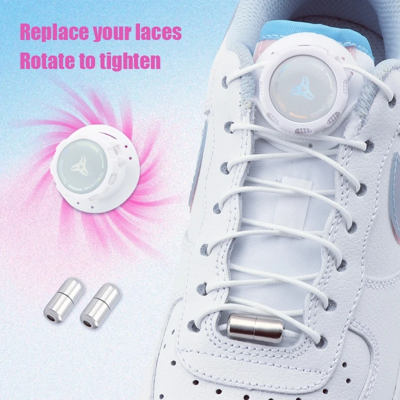 

DazzlingColourful Swivel Buckle Shoe Lace Easy Installation NewUpgrade Automatic Laces Without ties Thick Rope Sneakers Shoelace