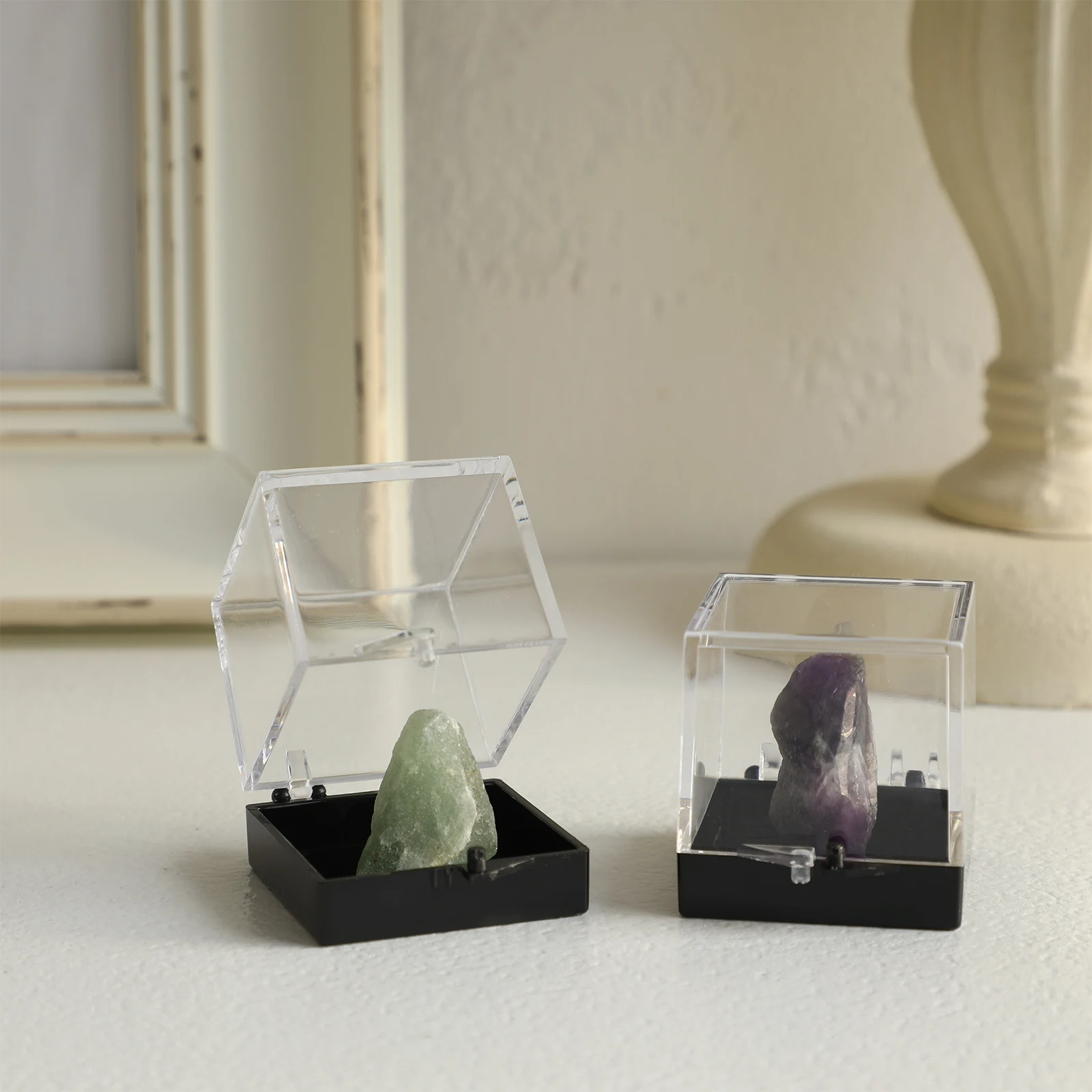 

12pcs Transparent Plastic Square Box Mineral Specimen Storage Cases Natural Stone jewelry Sample Display Boxes multiuse gift box