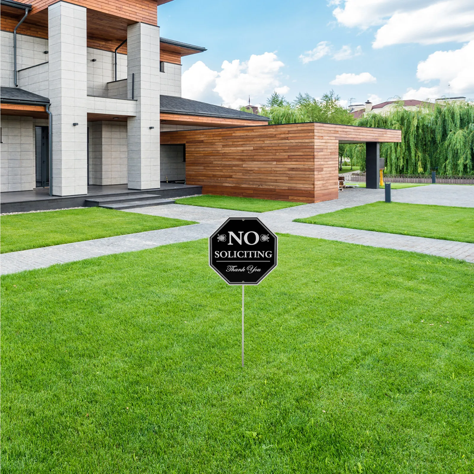 No Soliciting Sign Aluminum Material Waterproof No Soliciting Door Sign for Home Outdoor Use Funny Door Signs Number Signs