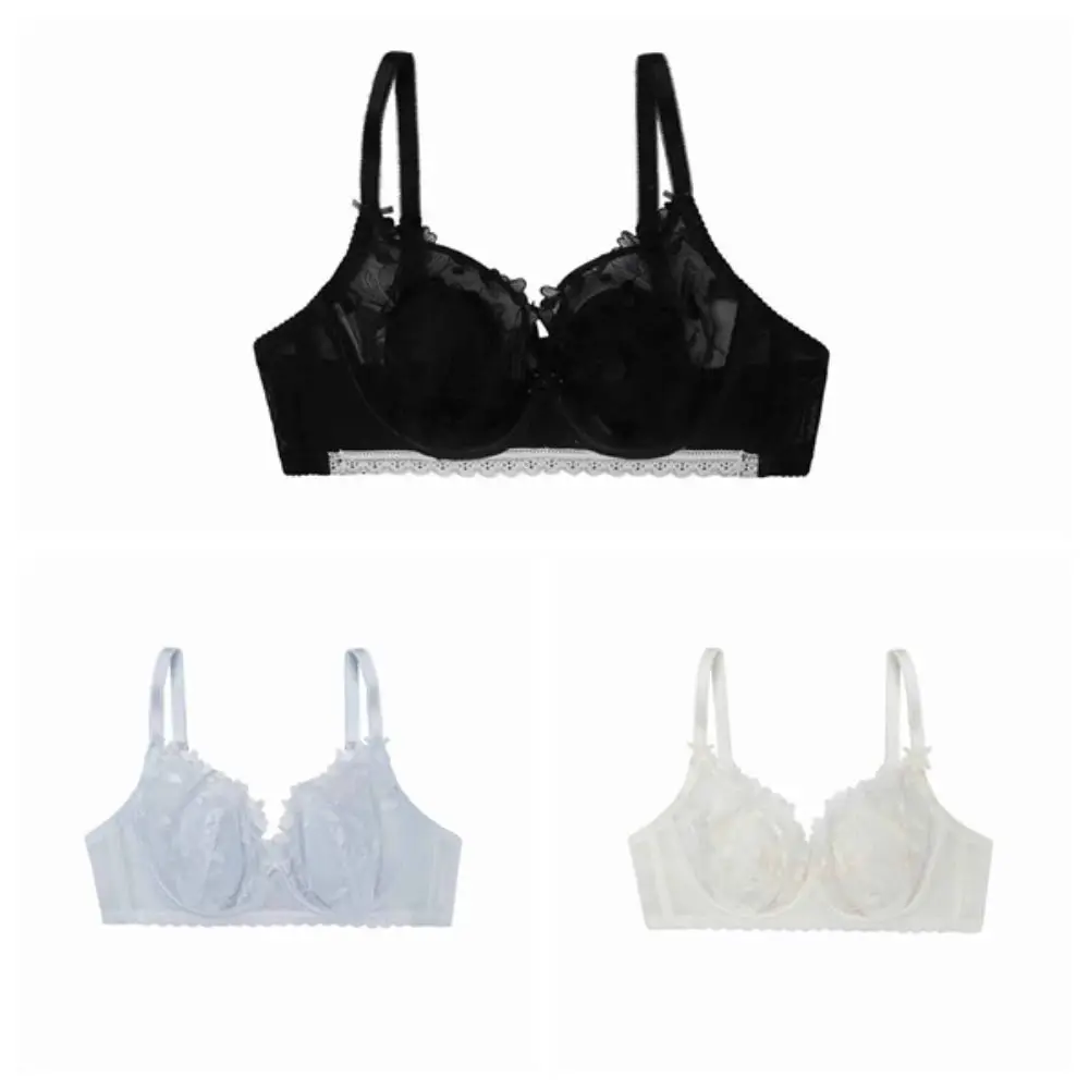 Adjustable Shockproof Wireless Deep V Bra Anti-sagging Push Up Women Underwear Lingerie Thin Lace Mesh Bra Gifts