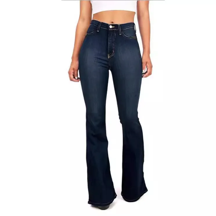 New High-waisted Micro Flared Jeans for All Four Seasons. Ladies' Fashionable, Slim-fitting and Temperament Floor-length Jeans