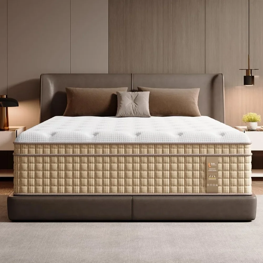 King Mattress  14 Inch King Size Mattresses Hybrid Mattress in a Box with Gel Memory and Pocket Springs