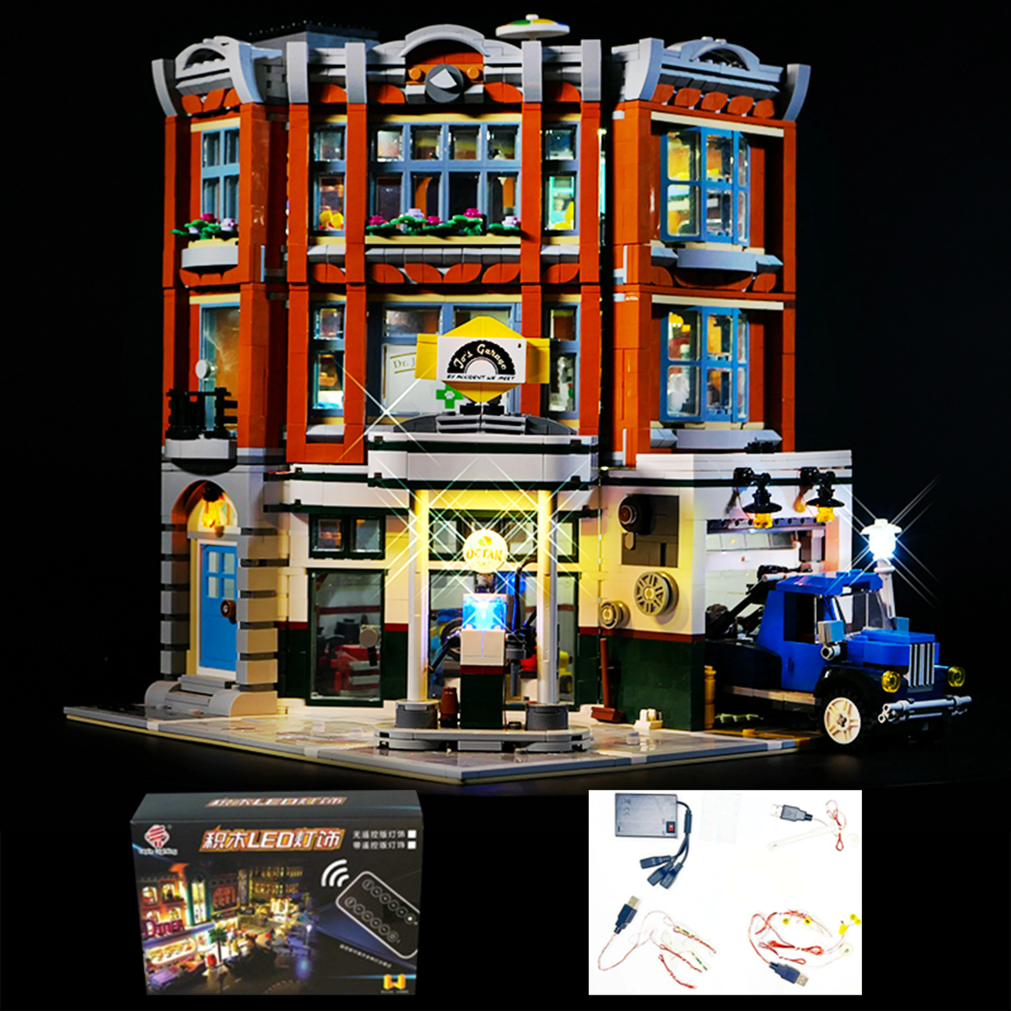 

DIY Building Block LED Light Kit for 10264 Corner Garage Modular Series Model, Lighting Accessories for Creative Display & Gift