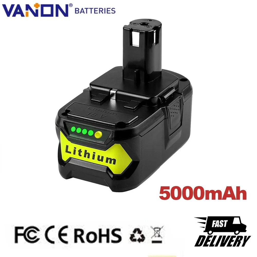 

VANON 5.0Ah 18V P108 Battery Replacement for Ryobi18V Cordless Power Tools (Plus) P109 P102 BPL18151 BPL1820 Li-on Battery pin