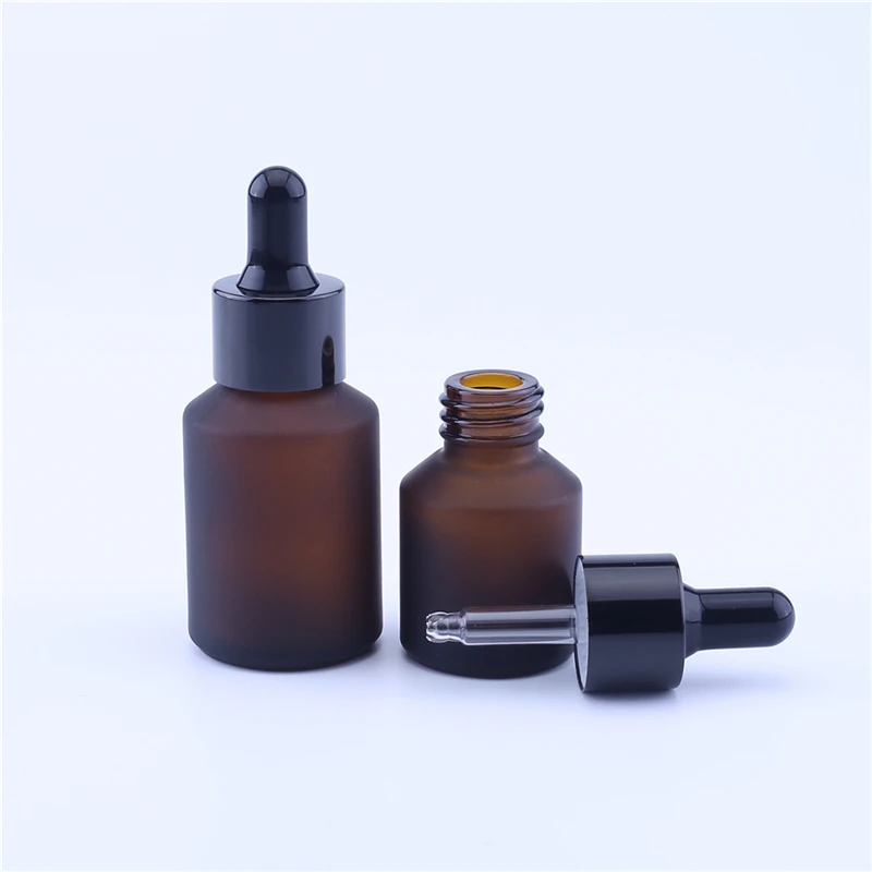 10PCS 15ml 30ml Empty Cosmetic Essential Oil Packaging Oblique Amber Glass Dropper Bottle Jar Glass