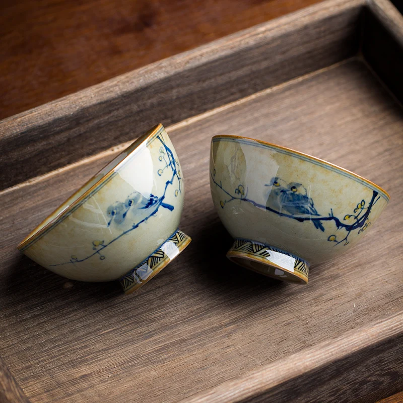 

Hand-Painted Blue And White Cerc Tea Cup Vintage Glazed Undercolor Owner Cup Non-Fragmented Jingdezhen Porcelain Cup