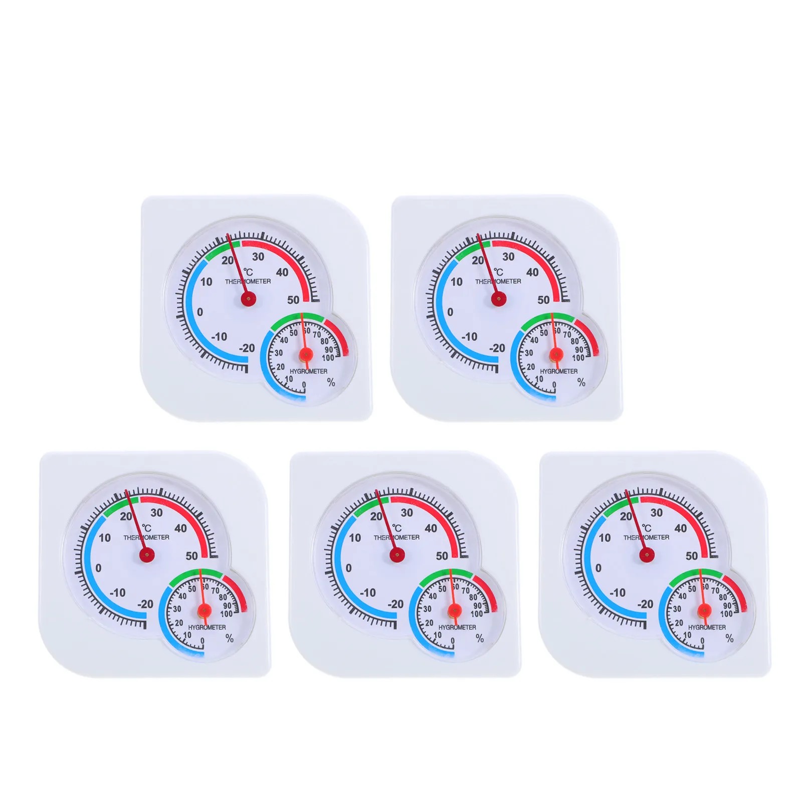 5Pcs Indoor Temperature Humidity Monitor Analog Thermometer Hygrometer Mini Compact for Home Kitchen Greenhouse