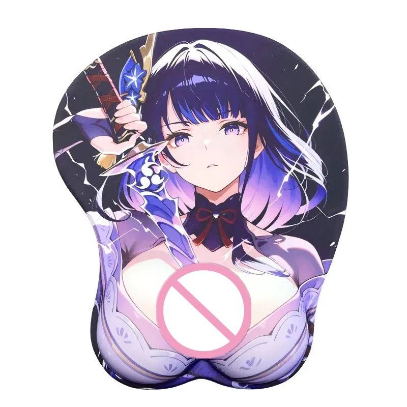 Raiden Anime Purple Girl Drawing Sword Wrist Rest Mouse Pad;Ergonomic Soft Silicone Support Cute Game Female Characters