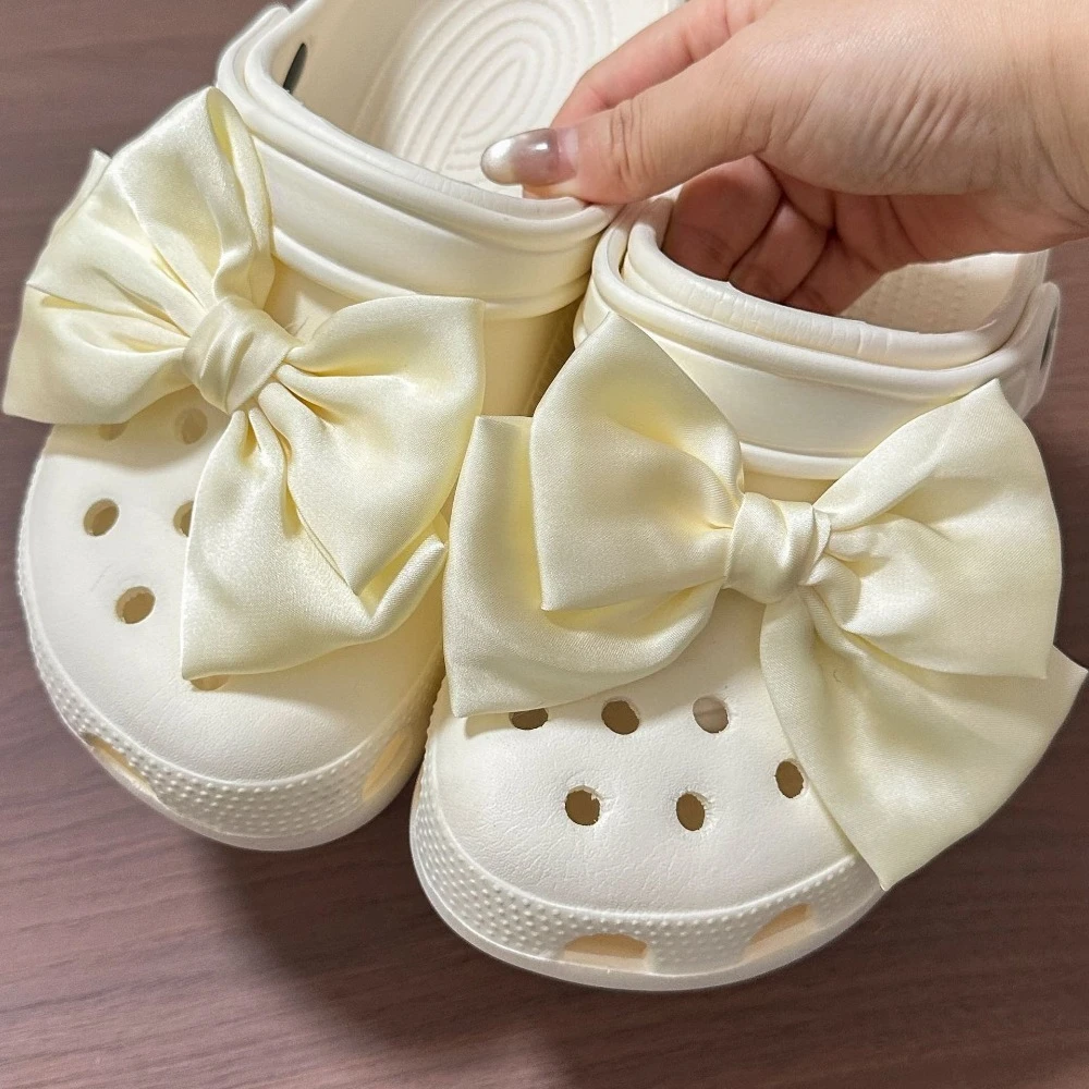 2pcs Cloth Butterfly Bow Shoes Charm Butterfly Shoes Accessories for Girls Hole Shoes DIY Gift image 3