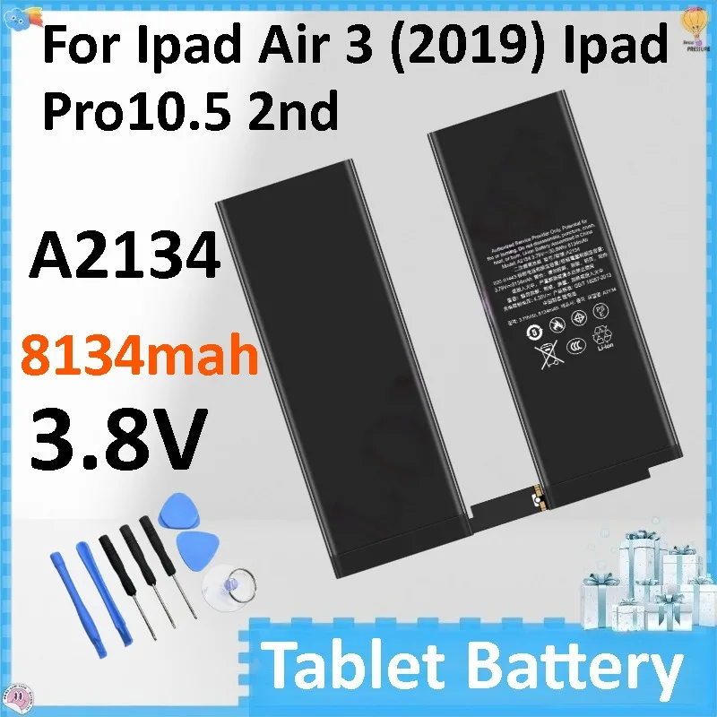 New 8134mAh A2134 3.8V Battery for Ipad Air 3 (2019) Ipad Pro10.5 2nd A2123 A2152 A2153 A2154 Tablet Battery