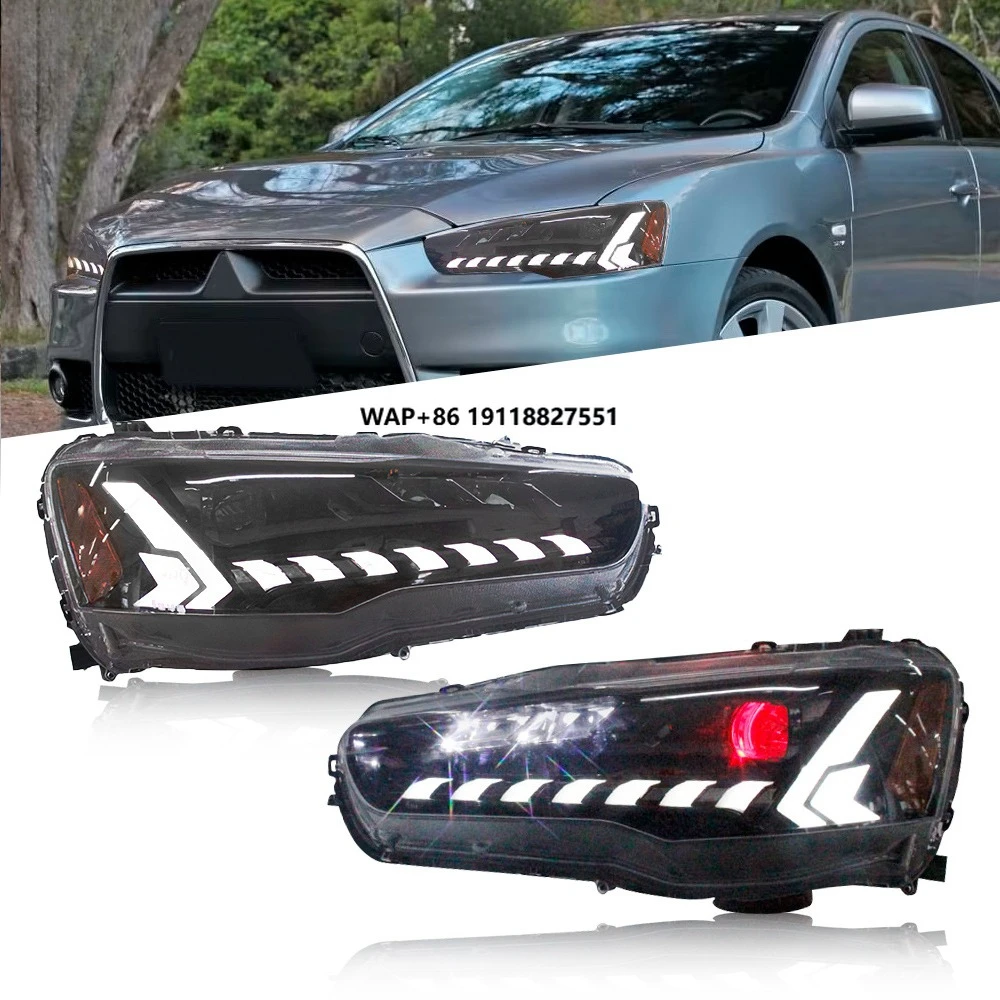 New 12V 08-18  LANCER EX Modified LED Headlight Assembly RGB rainbow 6000K IP68 Protection 6000-8000LM Plug Play Car