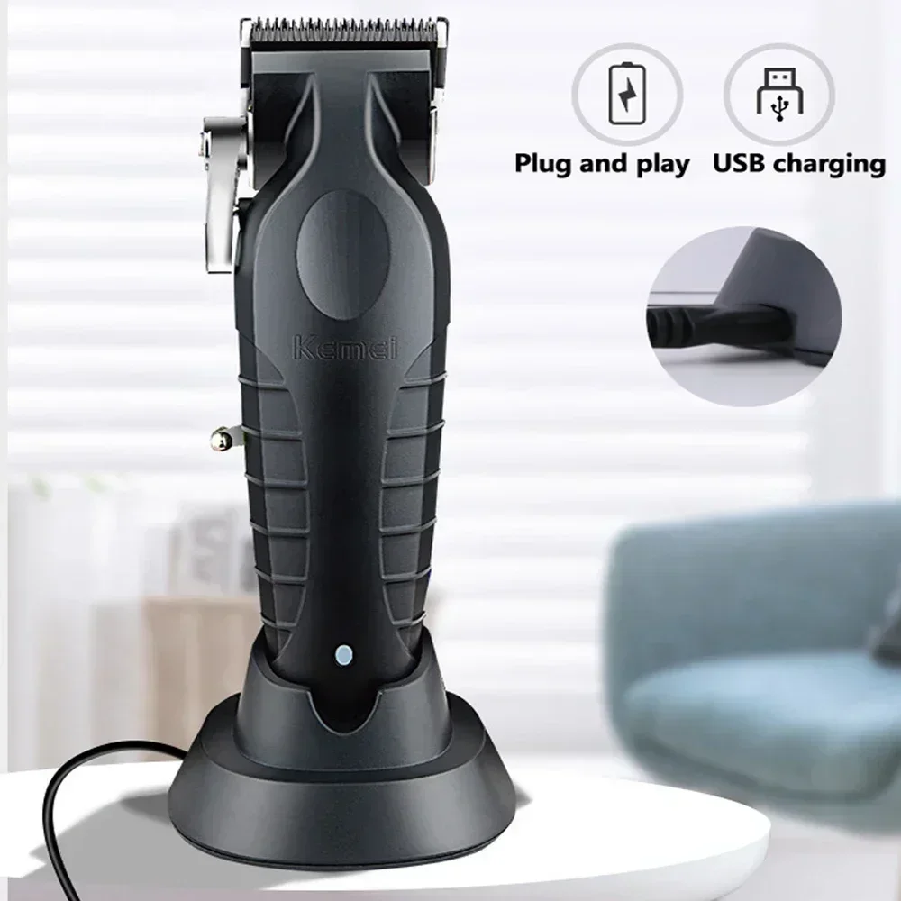 Kemei Professional Hair Clipper For Men Adjustable Cordless Electric Hair Trimmer Rechargeable Hair Cutting Machine Lithium