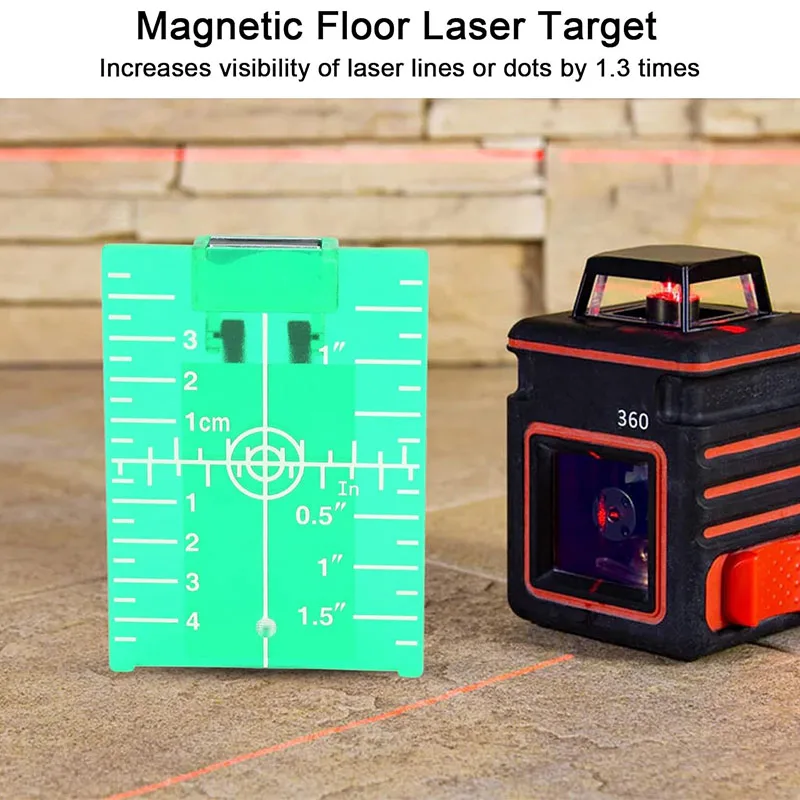 Laser Target Magnetic Floor Target Plate with Bracket, Standard Accessory Suitable for Green Beam Laser Level Red Green