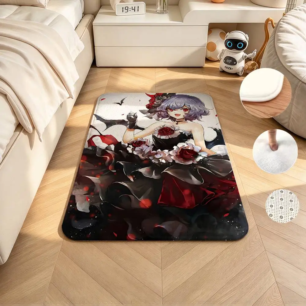 R-Remilia Scarlet Game T-Touhou Short Plush Bathroom Door Mat, Hallway Decor Rug, Home Entry Welcome Floor Mat