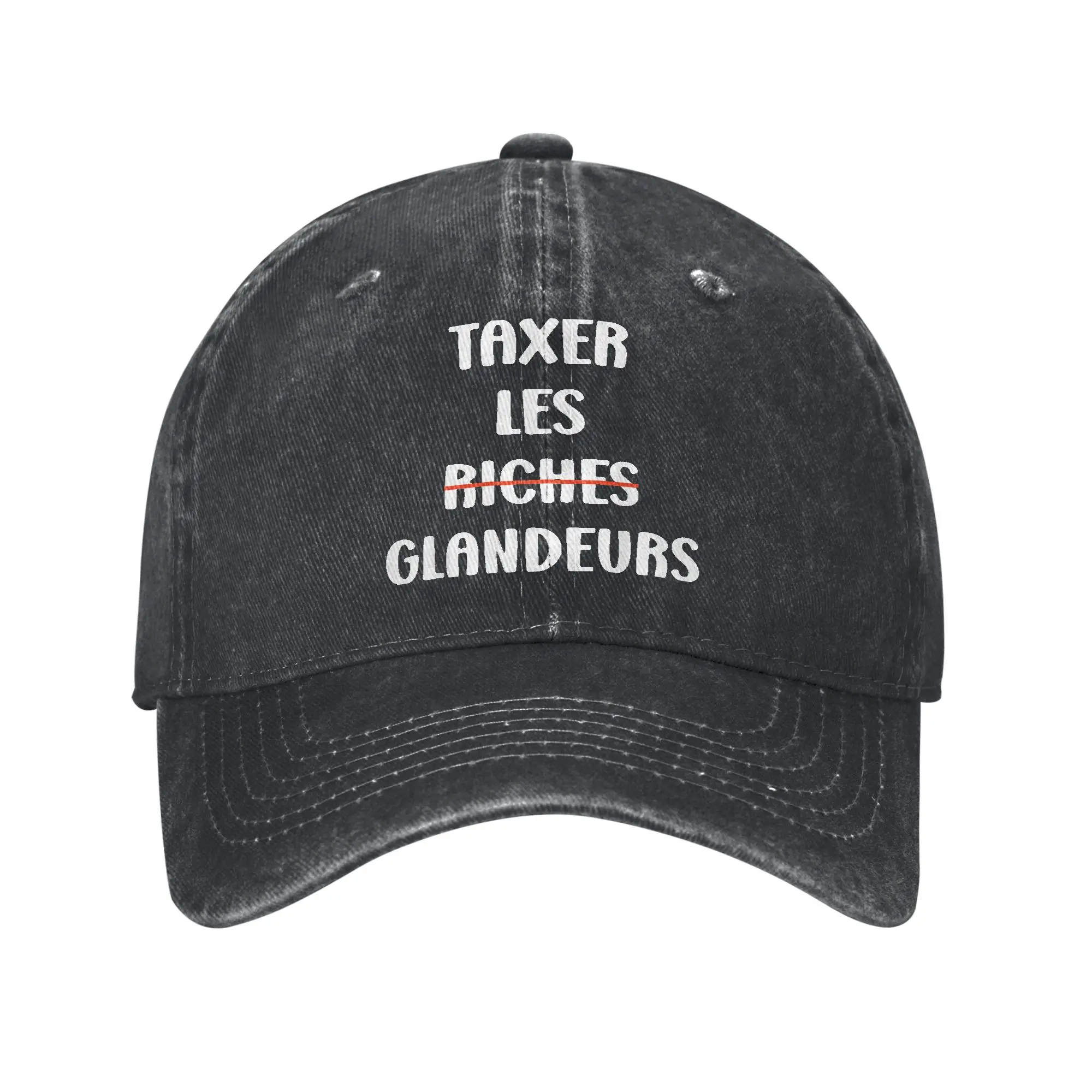 Taxes Glandeurs France Humour Taxer Les Riches Baseball Cap Casual Distressed Denim Sun Cap Unisex Outdoor Summer Gift Caps Hat