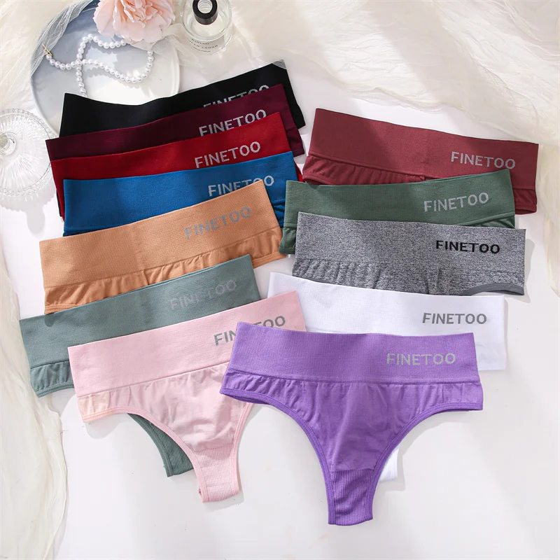 Women Seamless Thongs Soft Mid Waist T-back Panties M-2XL G-string Underwear Ladies Letter Bikini Underpants Female Lingerie