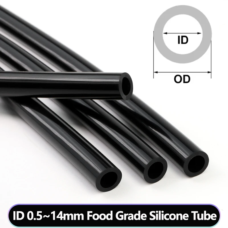 2-10m Food Grade Silicone Tube Black Diameter 0.5mm - 14mm Highly Transparent Capillary Odorless Flexible Silicone Rubber Hose