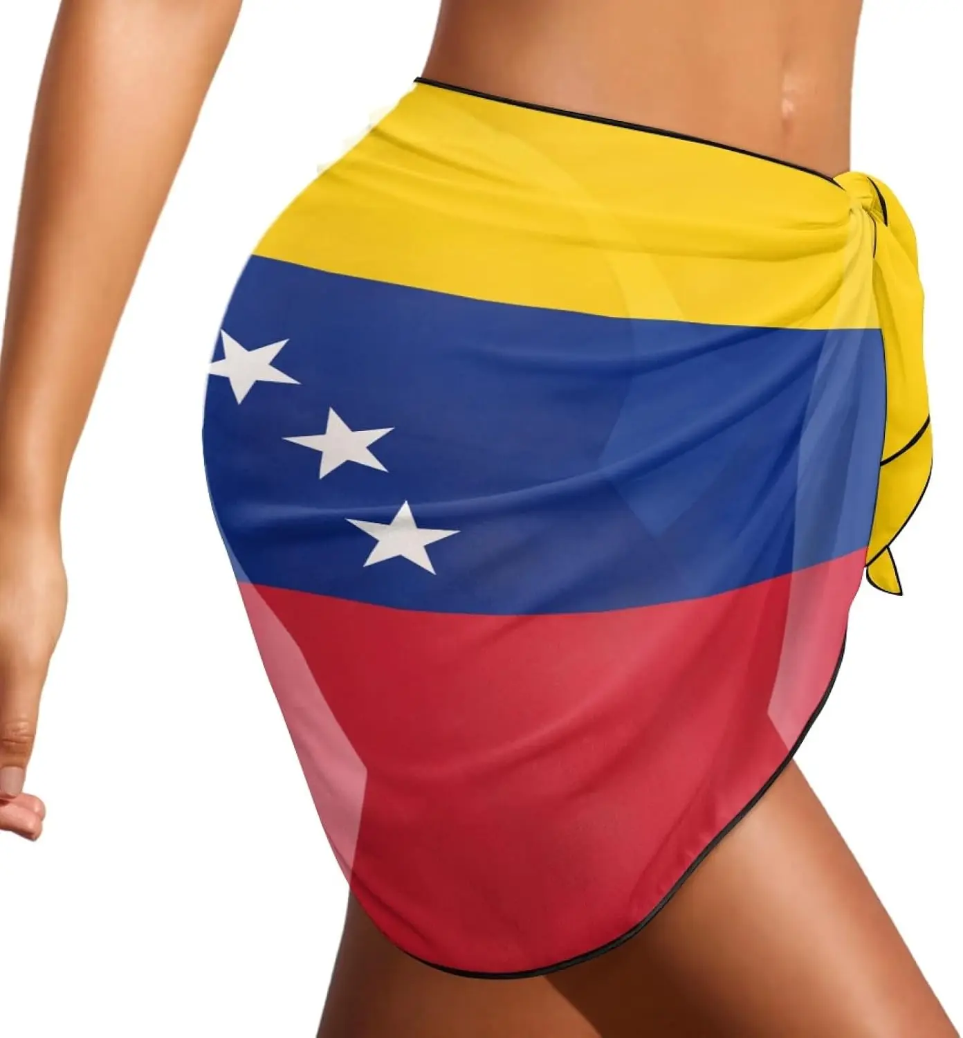 Custom Top Country Flag Printed Women's Chiffon Blouse Swimsuit Cover-Up Sarong Beach Bikini Wrap Sheer Short Skirt Scarf