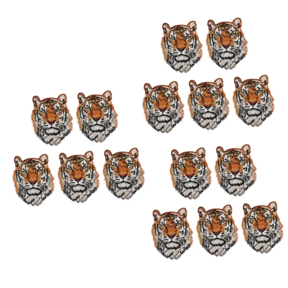 

15pcs Tiger Head Shape Patches Adhesive Clothing Repair Patches for Jeans Bags and Crafts Polyester Decorative Applique for C