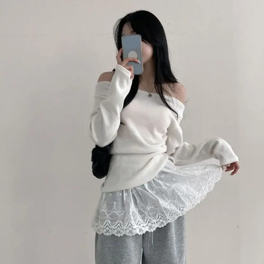 Sottogonna in pizzo ricamato a fiori, slip in pizzo a rete anti-trasparenza, sottogonna a vita alta in stile coreano, gonna corta di sicurezza in pizzo