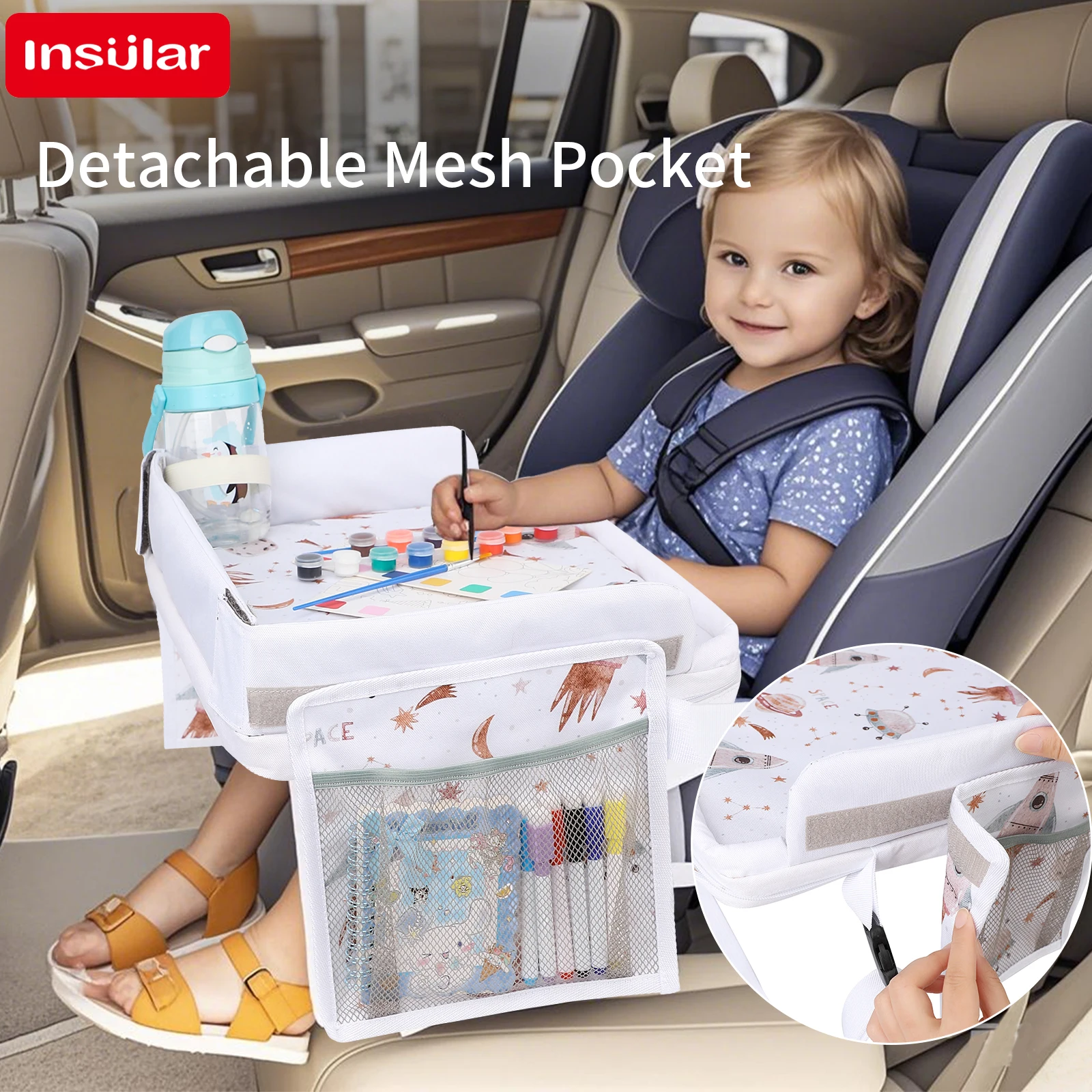 

INSULAR Writing Board Travel Tray Children Car Portable Drawing Board Toy Storage Bag Tablet Computer Fixed Bag Multi-functional