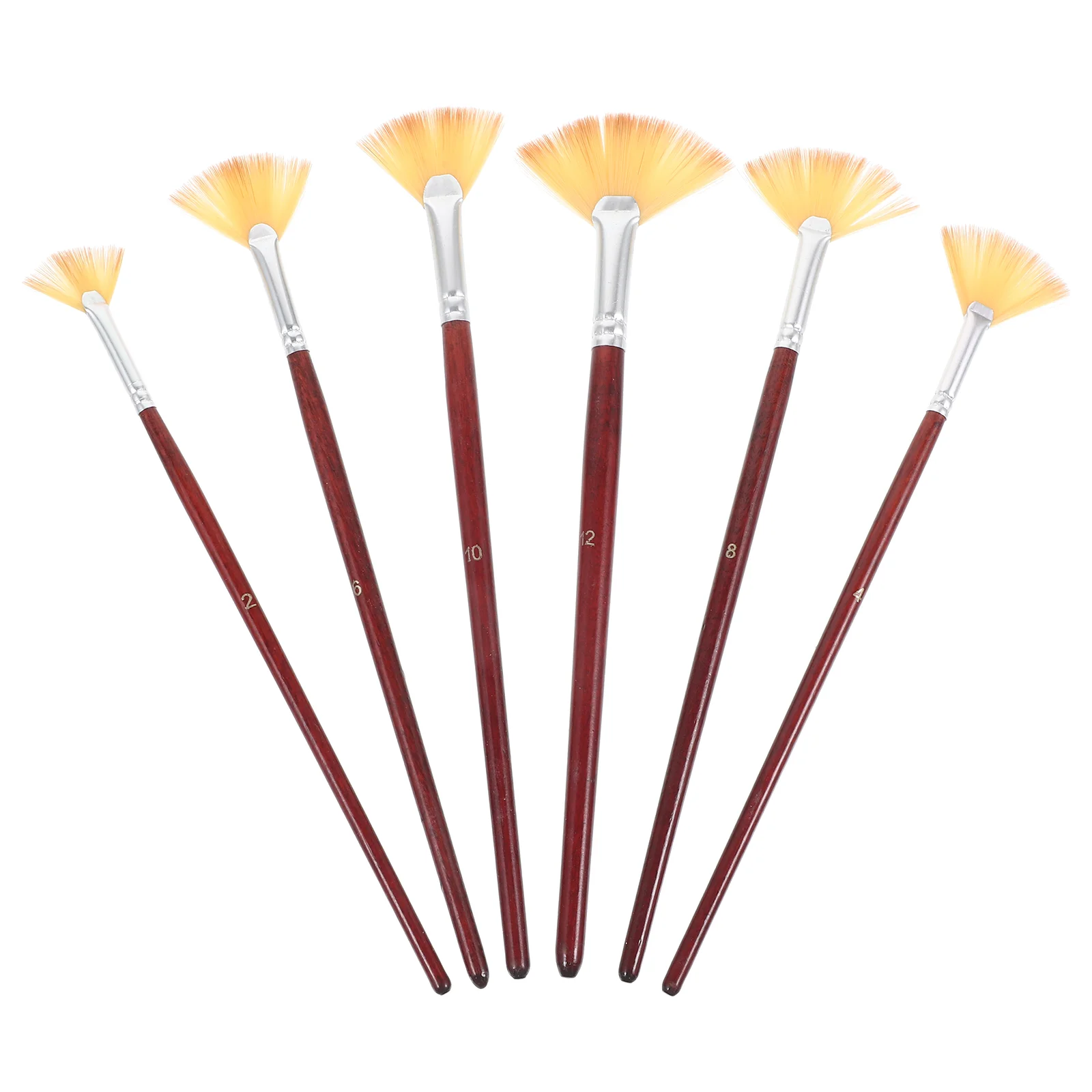 6 Pcs Paint Brush Fan Set Portable Watercolor Wood Round Brushes Wear-resistant