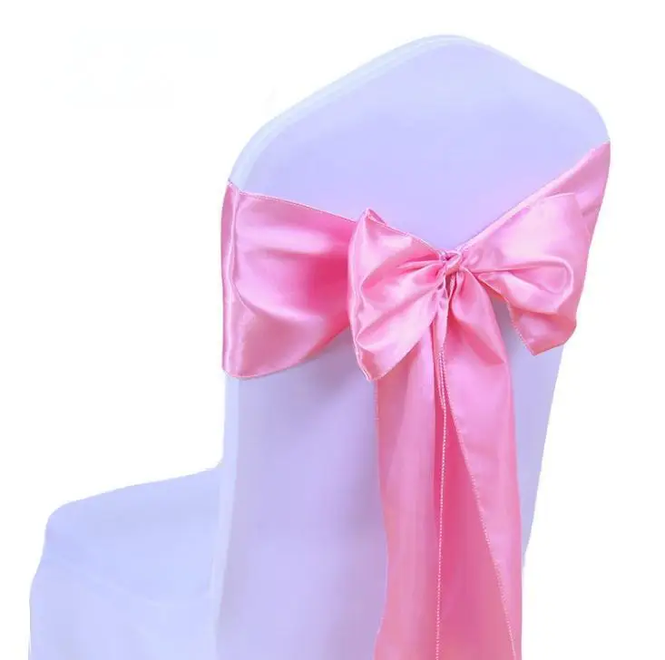 Satin Chair Sashes Bow Satin Ribbon Tie Wedding Chair Sashes Colorful Festival Supplies 24 Color Satin Bow for Wedding Wholesale