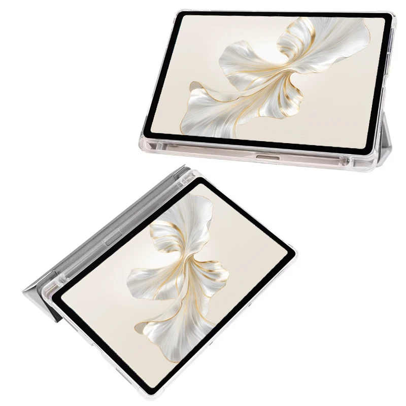 حافظة GEFENIS Coque لهاتف Honor Pad 9 مع حامل قلم ثلاثي الطي من جلد البولي يوريثان الناعم حامل خلفي للكمبيوتر اللوحي Funda لـ Honor Pad 9 12.1 بوصة Cas