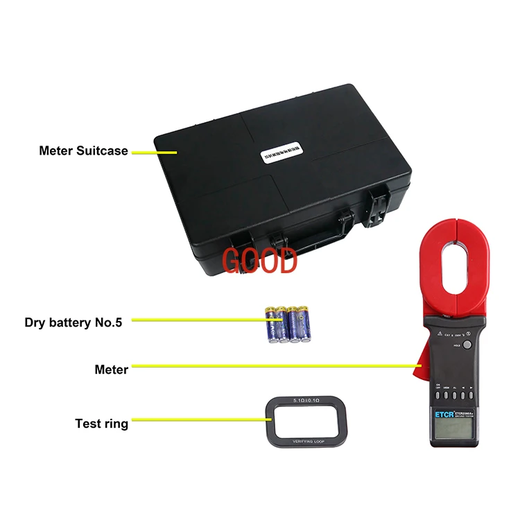 Clamp Grounding Resistance Tester Digital Resistance Meter High Precision Lightning Protection Detection 200Ω