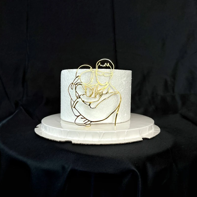 

1PC Welcome Baby Party Cake Toppers Gold Lines Acrylic Cake Toppers For Baby Shower Happy Birthday Dessert Cake Decorations