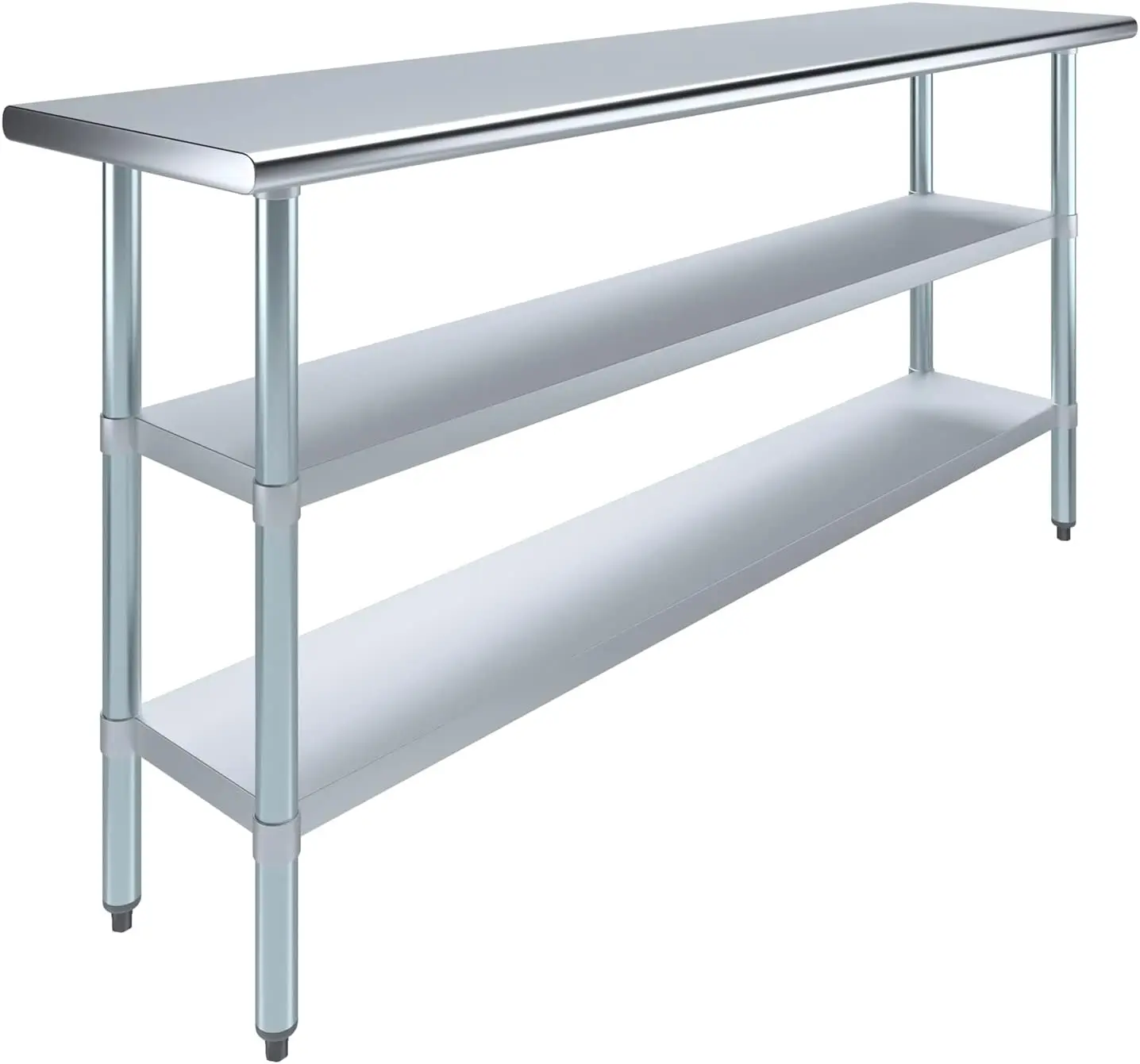 

Metal Utility Table | Commercial & Residential NSF Utility Table (Stainless Steel Table with 2 Shelves, 72" Long x 18" Deep)