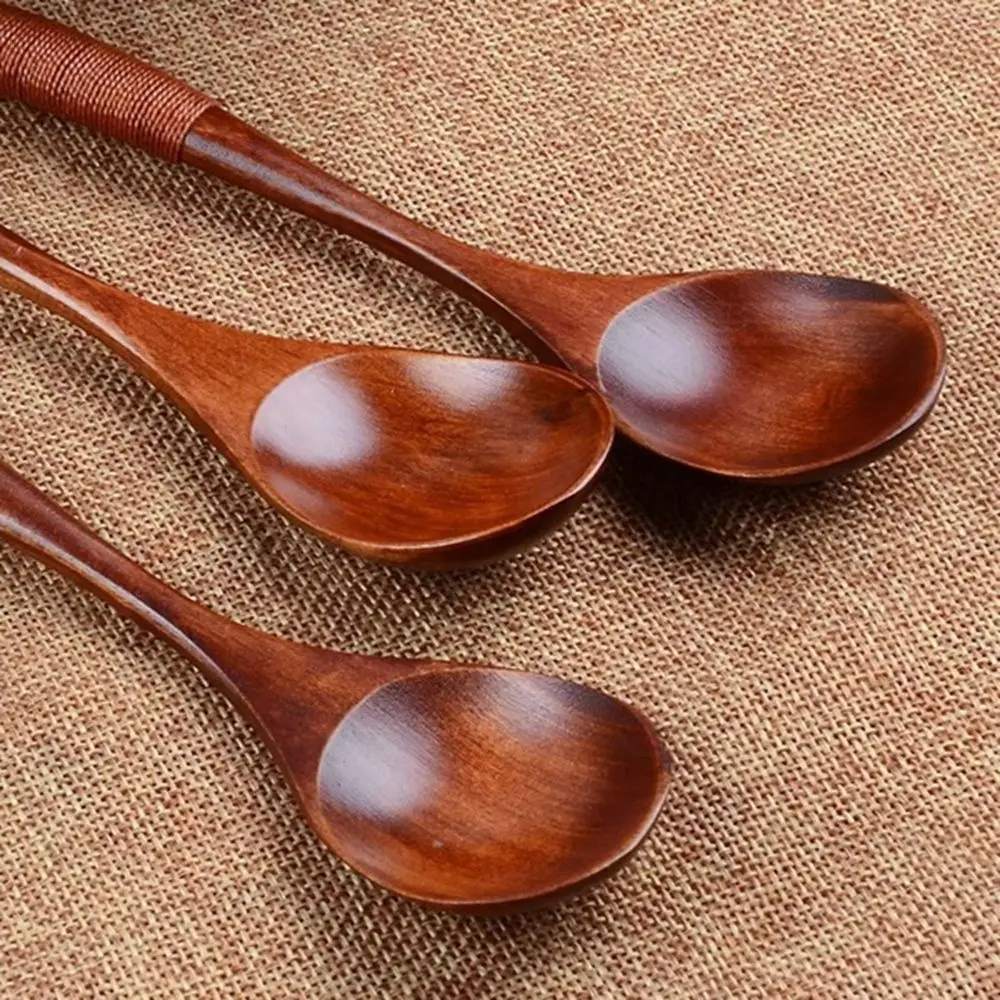 17.5cm Dessert Black Walnut Tableware Hand-made Wood Wooden Spoon Kitchen Tool Cooking Utensil Soup Spoon